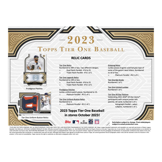 2023 Topps Tier One Baseball Hobby Box