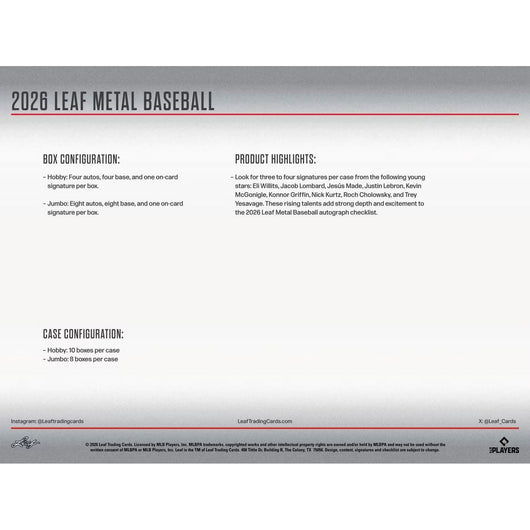 2026 Leaf Metal Baseball Jumbo Box