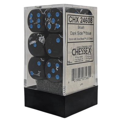 PREORDER U2 CHX 24608 Brush Dark Side/blue 16mm d6 Dice Block (12 dice)