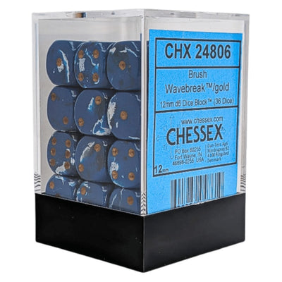 PREORDER U2 CHX 24806 Brush Wavebreak/gold 12mm d6 Dice Block (36 dice)