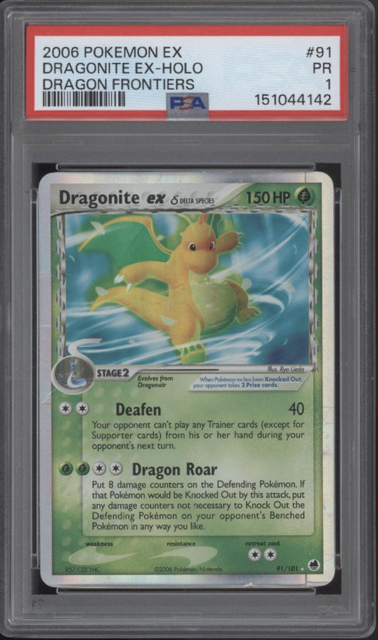 Dragonite ex Pokemon Dragon Frontiers Holo #91 PSA 1