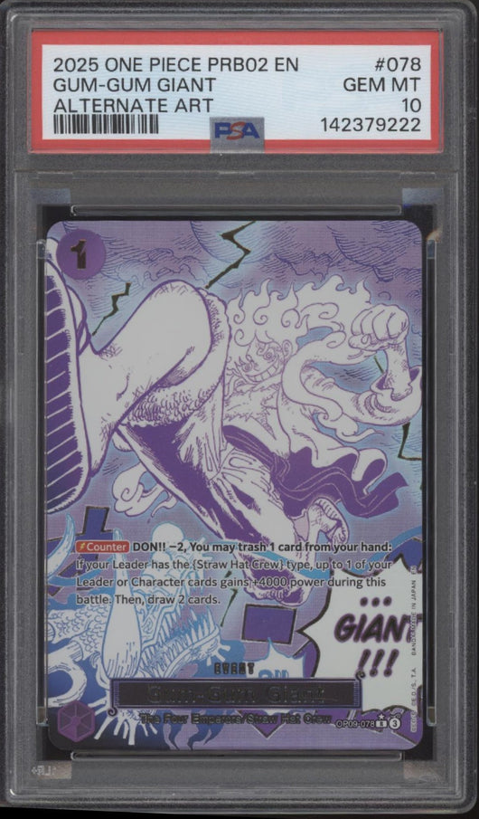 Gum-Gum Giant One Piece Card Game PRB02 Alternate Art #078 PSA 10