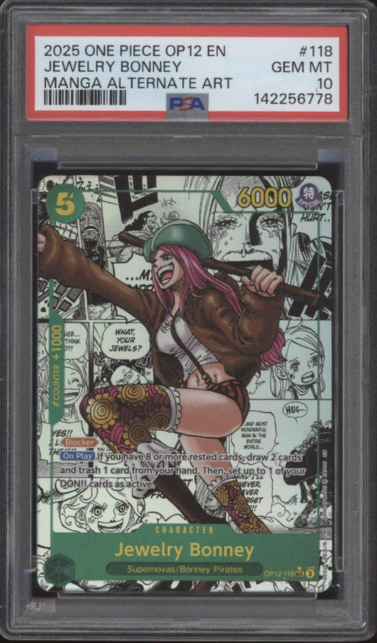 Jewelry Bonney One Piece Card Game OP12 Manga Alternate Art #118 PSA 10 #1