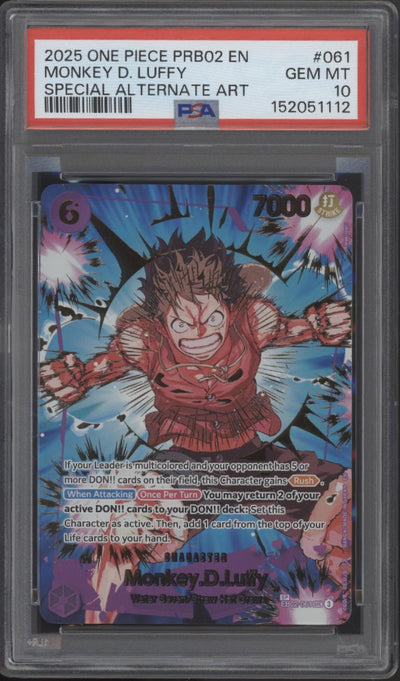 Monkey D Luffy One Piece Card Game PRB02 Special Alternate Art #061 PSA 10