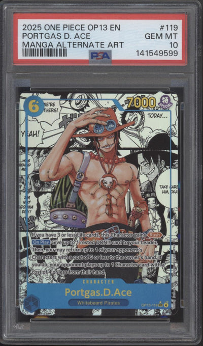 Portgas D Ace One Piece Card Game OP13 Manga Alternate Art #119 PSA 10