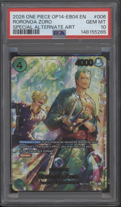 Roronoa Zoro One Piece Card Game OP14-EB04 Special Alternate Art #006 PSA 10