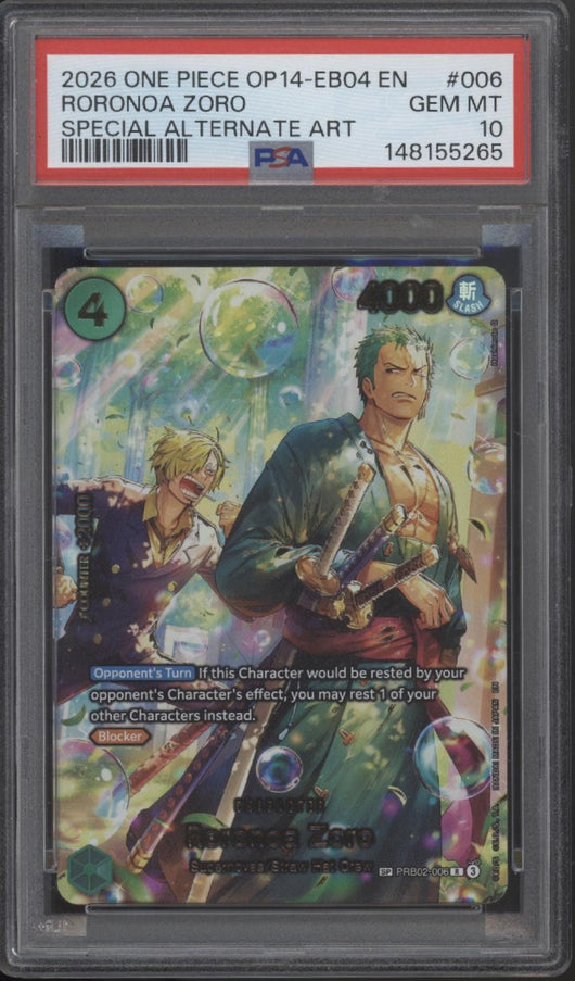 Roronoa Zoro One Piece Card Game OP14-EB04 Special Alternate Art #006 PSA 10