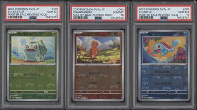 Bulbasaur Charmander Squirtle Pokemon 151 Master Ball Reverse Holo JP PSA 10 Set