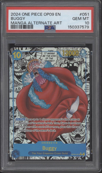 Buggy One Piece Card Game OP09 Manga Alternate Art #051 PSA 10