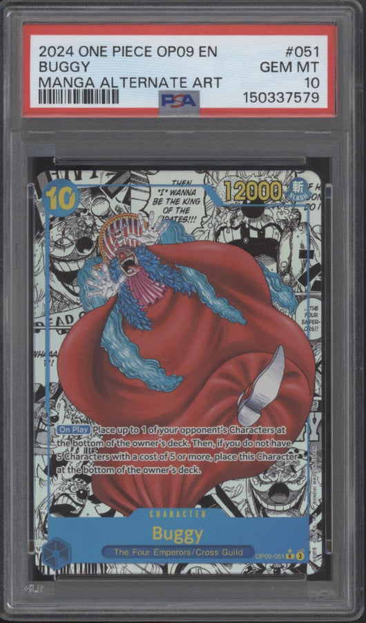 Buggy One Piece Card Game OP09 Manga Alternate Art #051 PSA 10