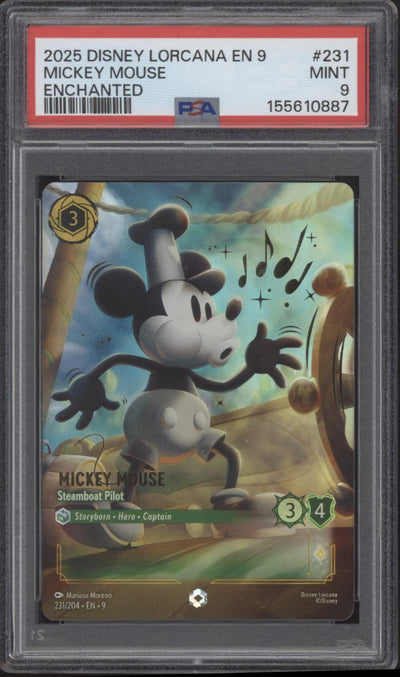 Mickey Mouse Steamboat Pilot Disney Lorcana Fabled Enchanted #231 PSA 9