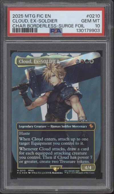 Cloud, Ex-SOLDIER MTG Final Fantasy Character Borderless Surge Foil PSA 10