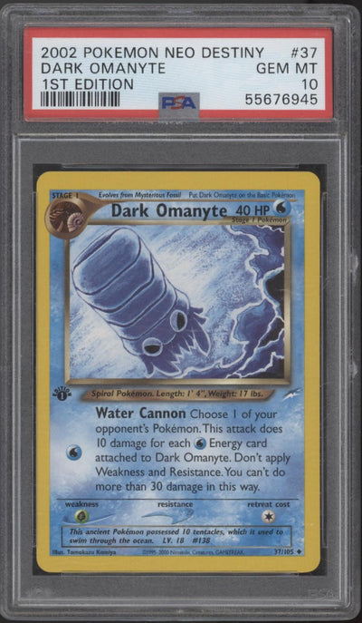 Dark Omanyte Pokemon Neo Destiny 1st Edition #37 PSA 10