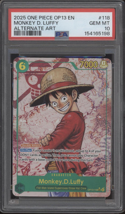 Monkey D Luffy One Piece Card Game OP13 Alternate Art #118 PSA 10 #3