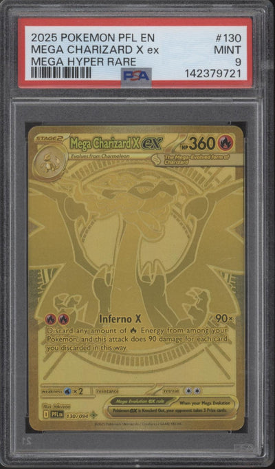 Mega Charizard X ex Pokemon Phantasmal Flames Mega Hyper Rare #130 PSA 9
