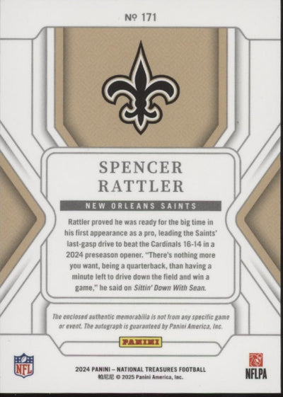 Spencer Rattler 2024 Panini National Treasures Swatch RC Auto 66/99 #171