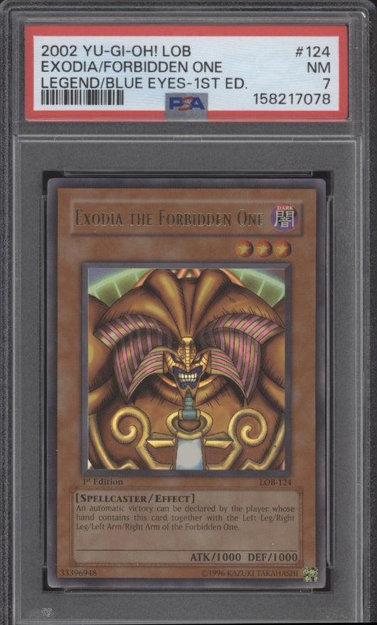 Exodia the Forbidden One Yu-Gi-Oh! Glossy LOB 1st Edition #124 PSA 7