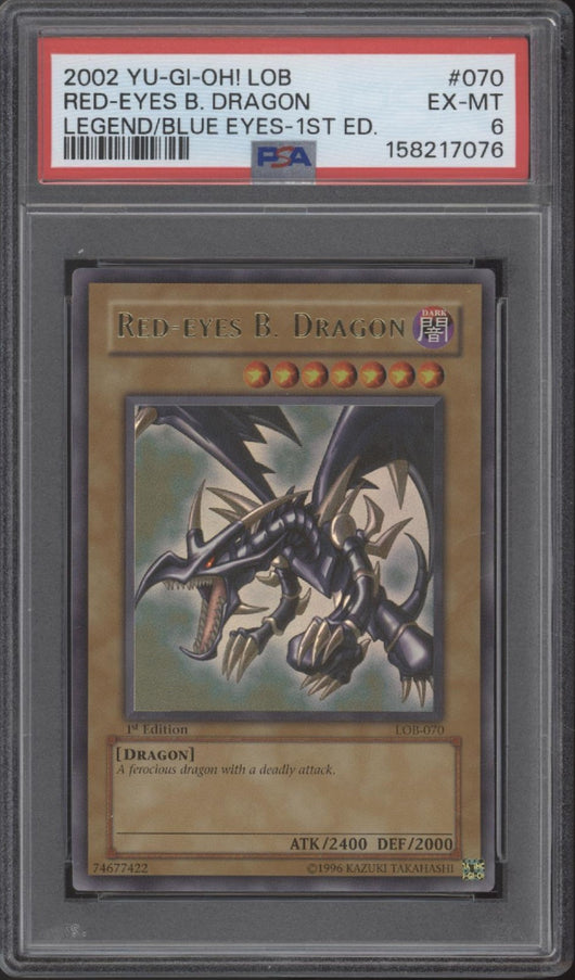 Red-Eyes Black Dragon Yu-Gi-Oh! Glossy LOB 1st Edition #070 PSA 6