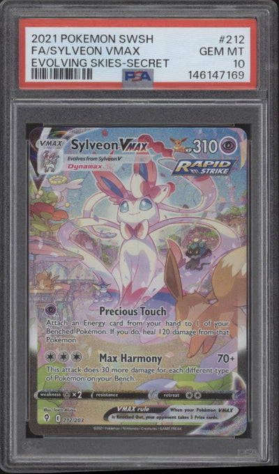 Sylveon VMAX Pokemon Evolving Skies Full Art Secret #212 PSA 10