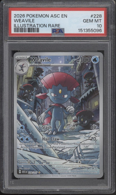 Weavile Pokemon Ascended Heroes Illustration Rare #228 PSA 10