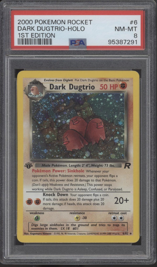 Dark Dugtrio Pokemon Team Rocket Holo 1st Edition #6 PSA 8