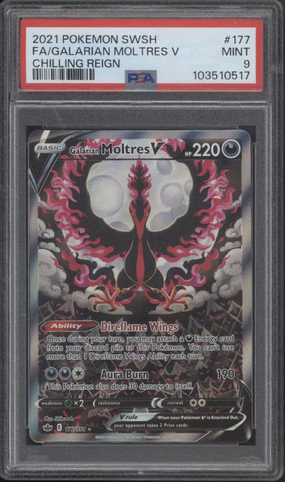 Galarian Moltres V Pokemon Chilling Reign Full Art #177 PSA 9 #2
