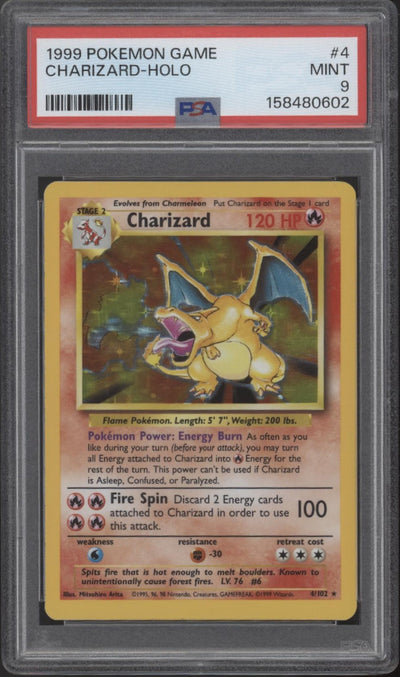 Charizard Pokemon Base Set Holo #4 PSA 9