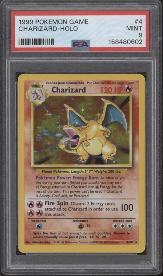 Charizard Pokemon Base Set Holo #4 PSA 9