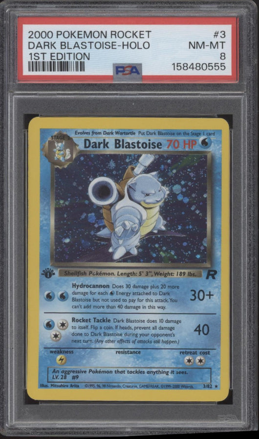 Dark Blastoise Pokemon Team Rocket Holo 1st Edition #3 PSA 8