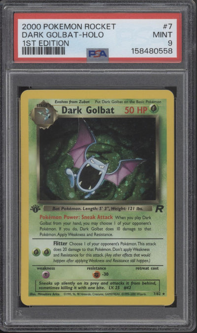 Dark Golbat Pokemon Team Rocket Holo 1st Edition #7 PSA 9