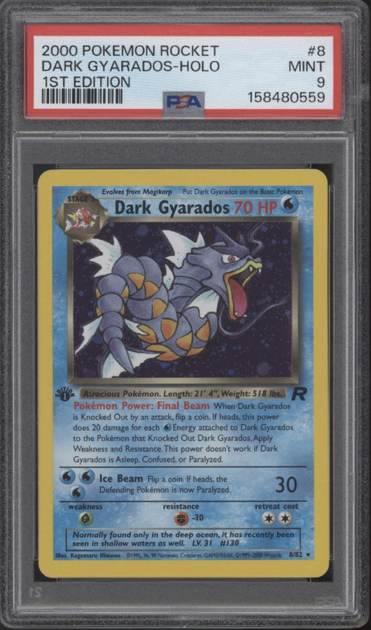 Dark Gyarados Pokemon Team Rocket Holo 1st Edition #8 PSA 9