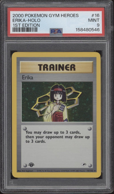 Erika Pokemon Gym Heroes Holo 1st Edition #16 PSA 9