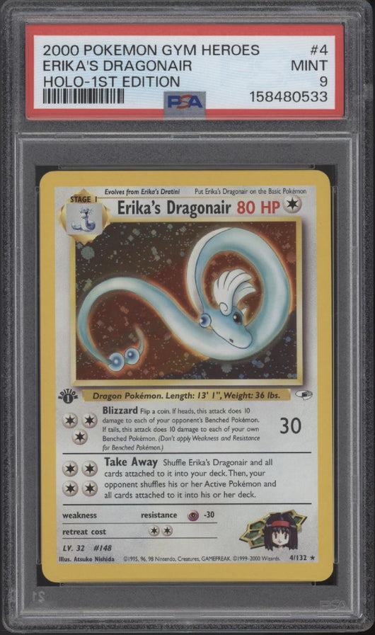 Erika's Dragonair Pokemon Gym Heroes Holo 1st Edition #4 PSA 9