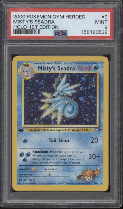 Misty's Seadra Pokemon Gym Heroes Holo 1st Edition #9 PSA 9
