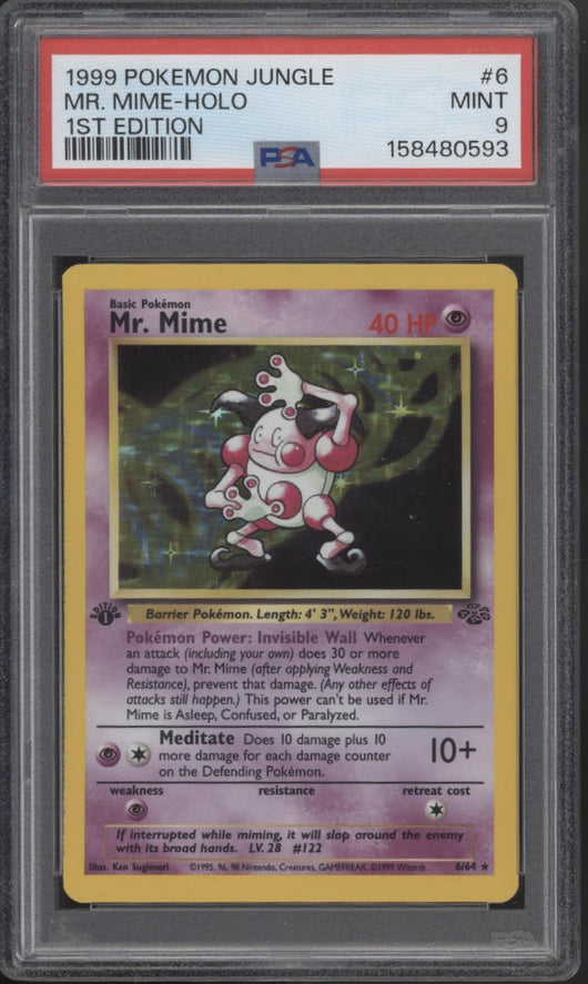 Mr. Mime Pokemon Jungle Holo 1st Edition #6 PSA 9