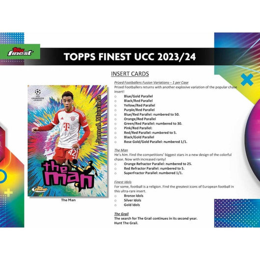 2023-24 Topps Finest UEFA Club Competitions Soccer Hobby 8 Box Case