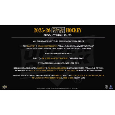2025-26 Upper Deck O-Pee-Chee Platinum Hockey Hobby Box *Contact Us To Order*