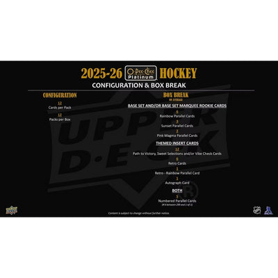 2025-26 Upper Deck O-Pee-Chee Platinum Hockey Hobby Box *Contact Us To Order*