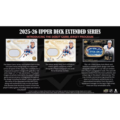 2025-26 Upper Deck Extended Series Hockey Hobby Box *Contact Us To Order*