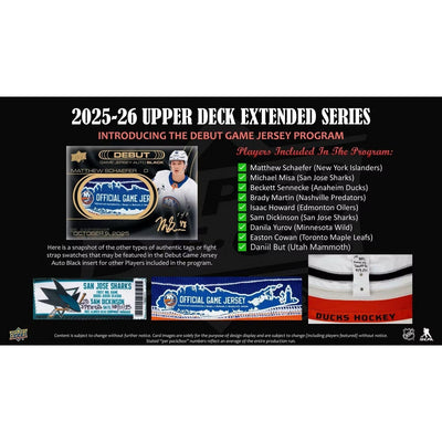 2025-26 Upper Deck Extended Series Hockey Hobby Box *Contact Us To Order*
