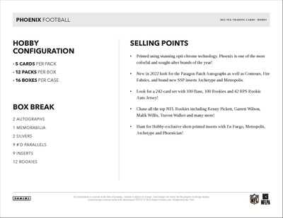 2022 Panini Phoenix Football Hobby Box