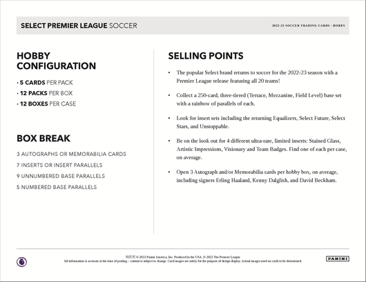 2022-23 Panini Select Premier League Soccer Hobby 12 Box Case