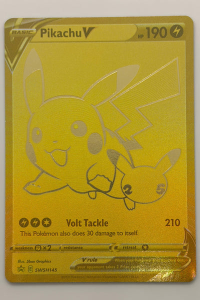 Pikachu V SWSH145 Celebrations Black Star Promo Gold NM