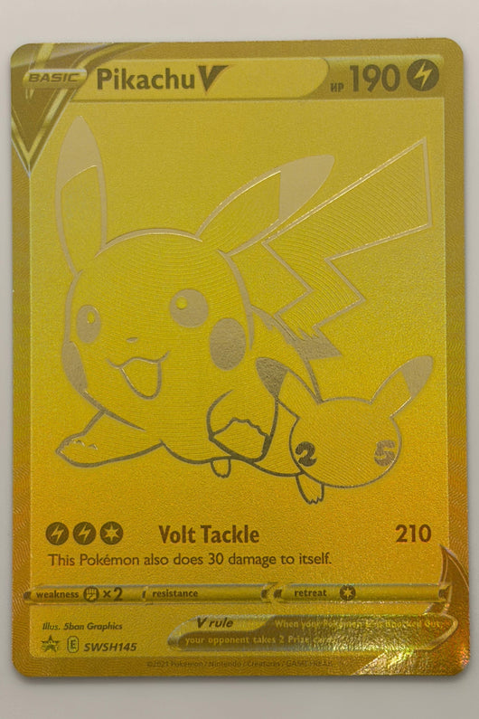 Pikachu V SWSH145 Celebrations Black Star Promo Gold NM
