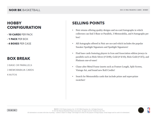 2022-23 Panini Noir Basketball Hobby Box