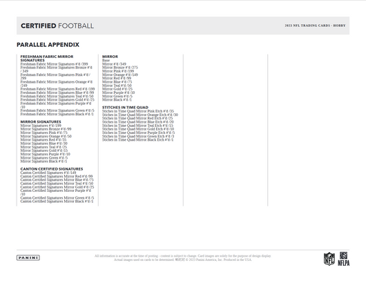 2023 Panini Certified Football Hobby 16 Box Case