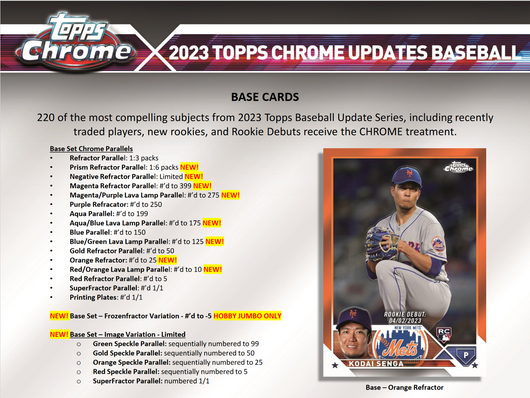 2023 Topps Chrome Update Series Baseball Jumbo 8 Box Case