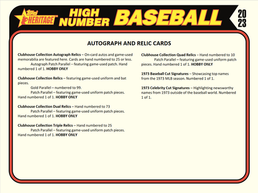2023 Topps Heritage HIGH Number Baseball Hobby 12 Box Case