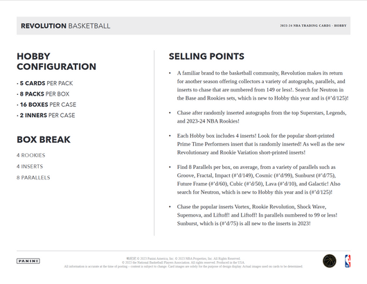2023-24 Panini Revolution Basketball Hobby 16 Box Case