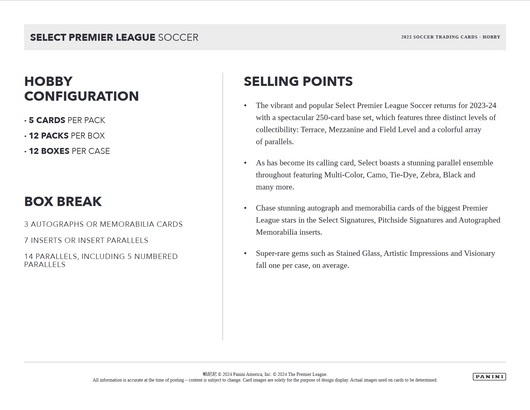 2023-24 Panini Select Premier League Soccer Hobby 12 Box Case